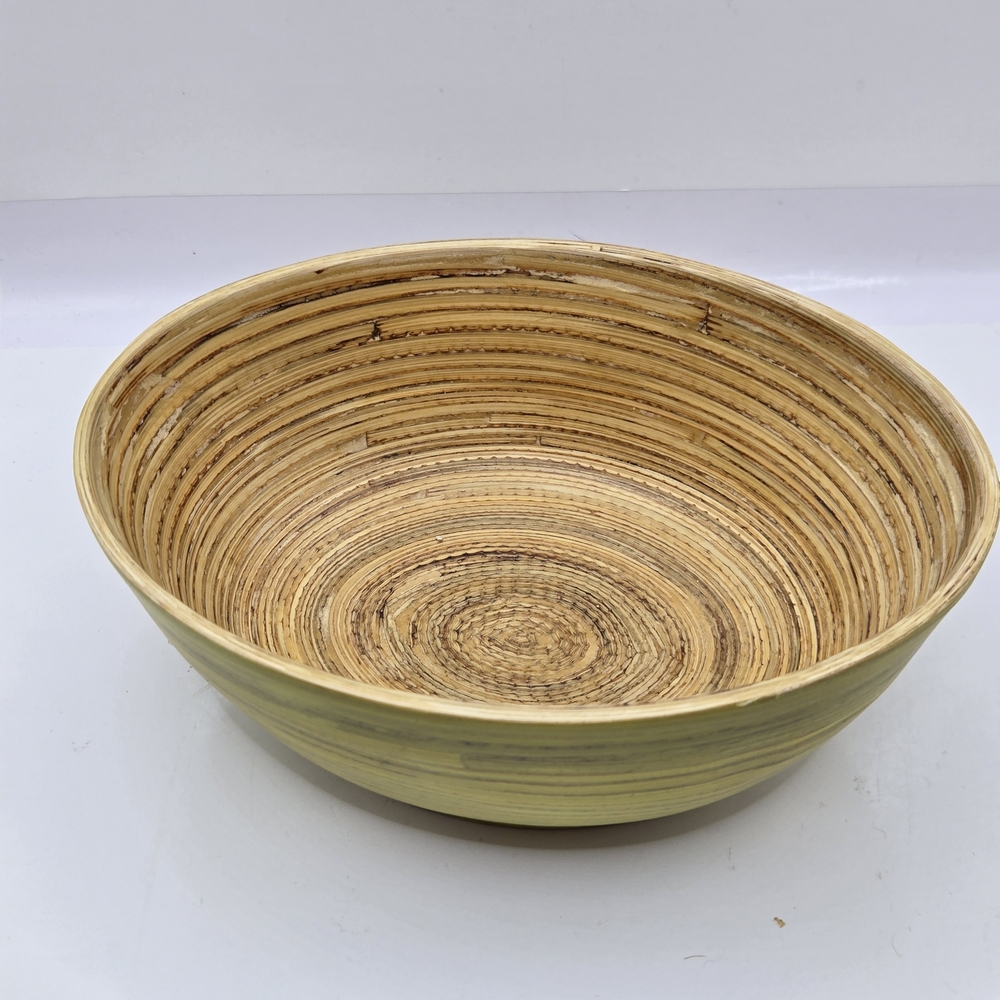 Hand Crafted Green and Tan Decorative Bowl - Picture 2 of 16